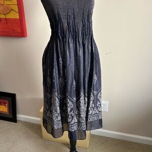 Elegant Blue and Grey Textured Convertible Dress/Skirt